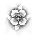 Santeria goddess Oshun depicted as a hibiscus flower with black-grey shading tattoo design idea