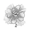 Santeria goddess Oshun depicted as a hibiscus flower with black-grey shading tattoo design idea