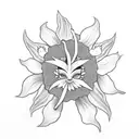 Santeria goddess Oshun depicted as a hibiscus flower with black-grey shading tattoo design idea