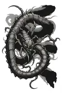 Japanese letters scorpion emerging tattoo design idea