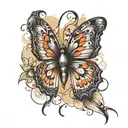 edgy butterfly perched tattoo design idea