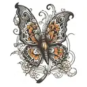edgy butterfly perched tattoo design idea