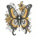 edgy butterfly perched tattoo design idea