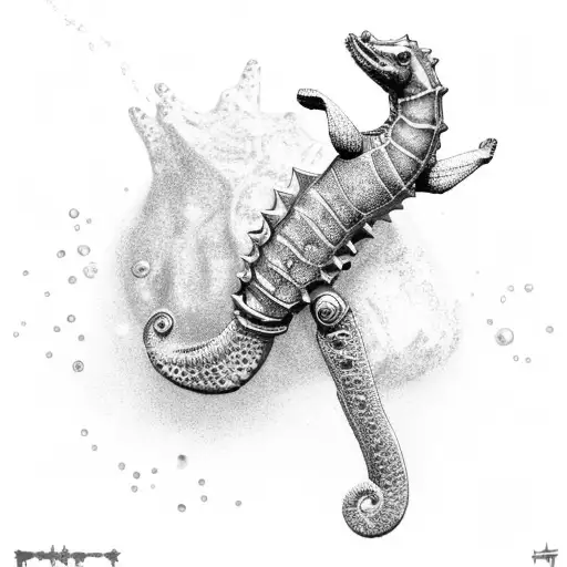 Patrick Star riding a mechanical seahorse tattoo design idea