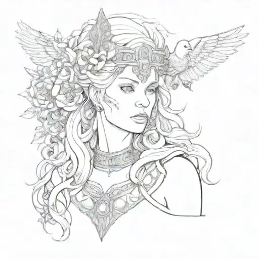 Nordic Tattoo with Godess Freya goddess tattoo design idea
