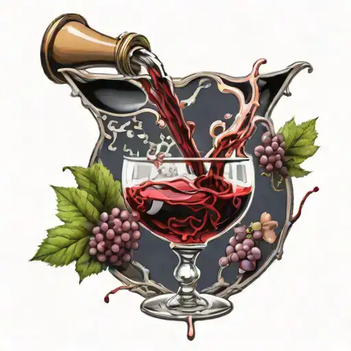 wine being poured out of communion cup tattoo design idea