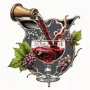 wine being poured out of communion cup tattoo design idea