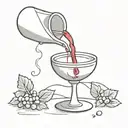 wine being poured out of communion cup tattoo design idea