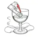 wine being poured out of communion cup tattoo design idea
