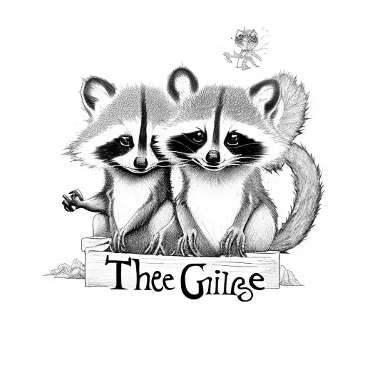 The cover of the children's book, "the giving tree", but use groot and 3 baby rocket racoons tattoo design idea