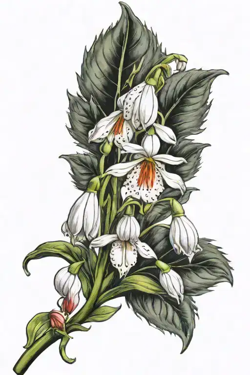 carnation snowdrop flowers with fire rising tattoo design idea