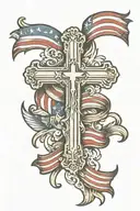 cross and american flag tattoo design idea
