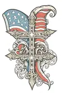 cross and american flag tattoo design idea