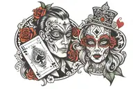 poker face looking tattoo design idea
