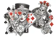 poker face looking tattoo design idea