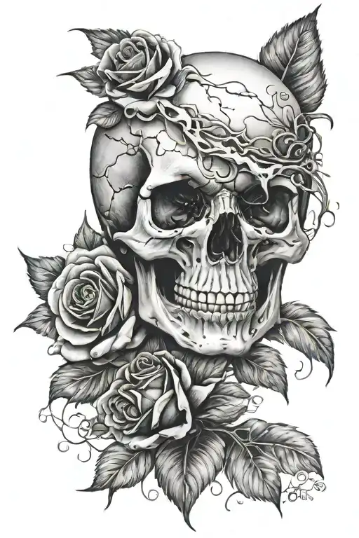 Half a skull and a rose. tattoo design idea