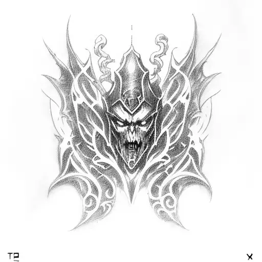 Tattoo with Sarah Kerrigan from Starcraft 2, Arthas Menethil from World of Warcraft, Tyrael from Diablo, Dragonborn in t tattoo design idea