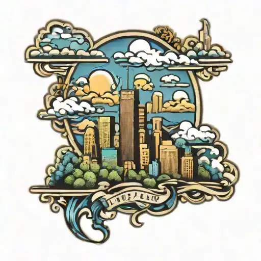 denver skyline tattoo design idea