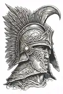 spartan warrior helmet tattoo design idea