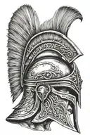 spartan warrior helmet tattoo design idea