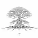 A sketch-style illustration of a family tree with each branch representing a different generation tattoo design idea