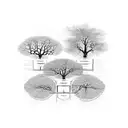 A sketch-style illustration of a family tree with each branch representing a different generation tattoo design idea