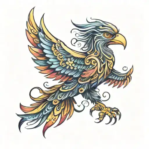 Phoenix Haida style tattoo design idea