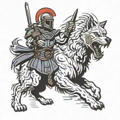 spartan soldier fighting a wolf in sheeps clothing  tattoo design idea