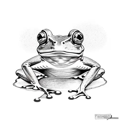 frog drinking bug juice tattoo design idea