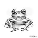 frog drinking bug juice tattoo design idea