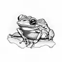 frog drinking bug juice tattoo design idea