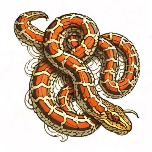 garter snake intertwined tattoo design idea