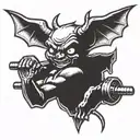 baby devil lifting barbell weights tattoo design idea