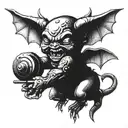 baby devil lifting barbell weights tattoo design idea