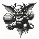 baby devil lifting barbell weights tattoo design idea