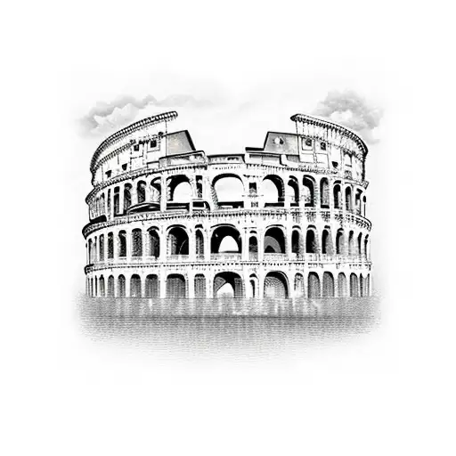half colosseum Rome, half Rialto bridge tattoo design idea