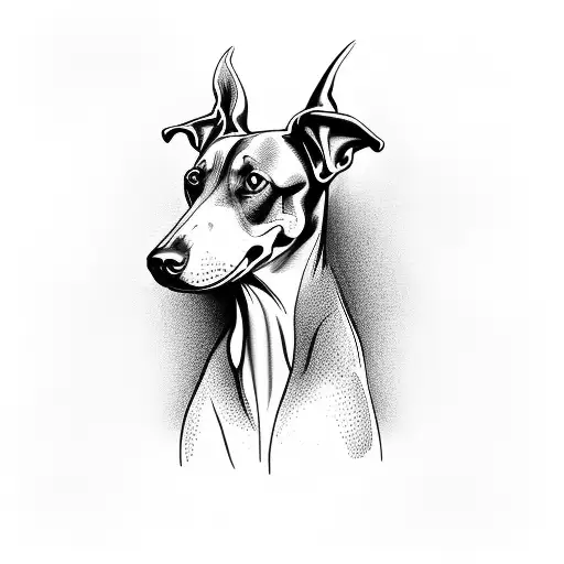 3 Headed Doberman Dog with the heads symmetrical gothic style and aggressive looking tattoo design idea