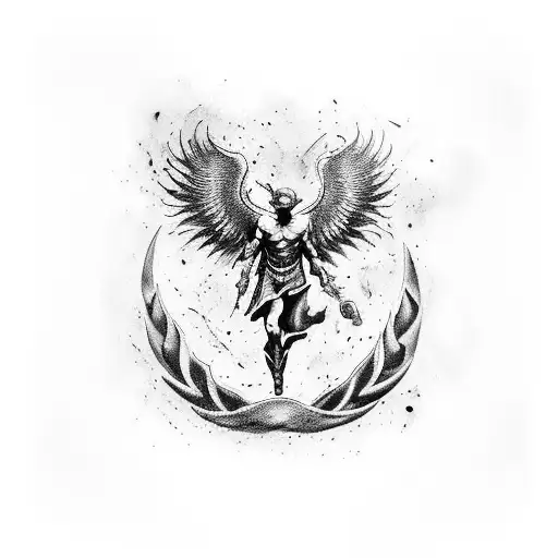 hazme un ángel y un diablo en modo de escultura griega pasándose un balón de fútbol antiguo  tattoo design idea