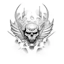 hazme un ángel y un diablo en modo de escultura griega pasándose un balón de fútbol antiguo  tattoo design idea