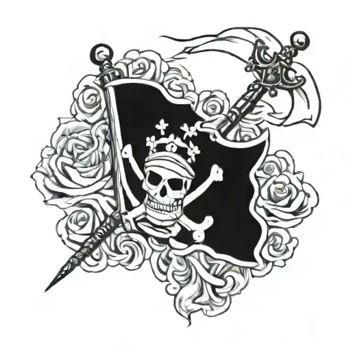 the pirate flag of law in one piece tattoo design idea