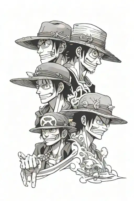ace one piece and sabo and luffy  tattoo design idea