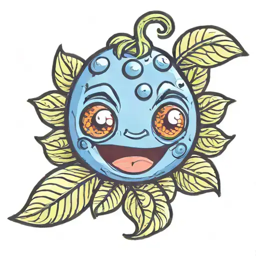 cartoon blueberry with a face  tattoo design idea