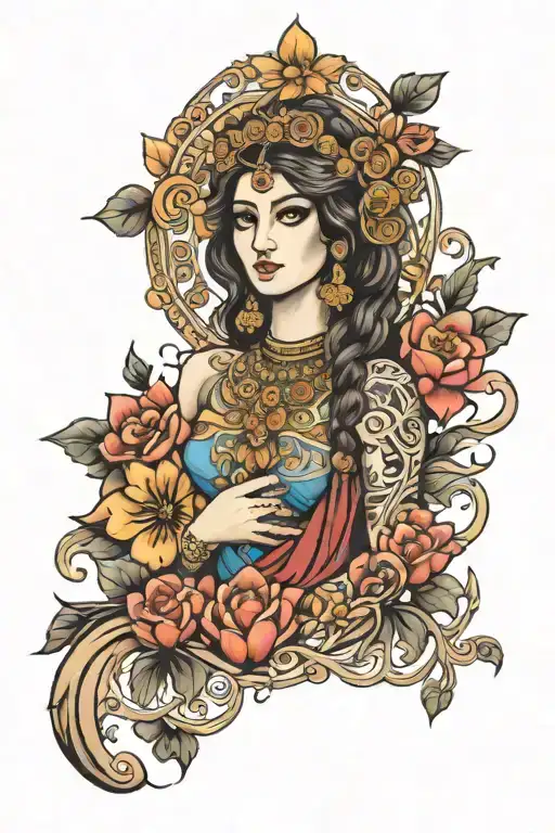 armenian godess Ahanit tattoo design idea