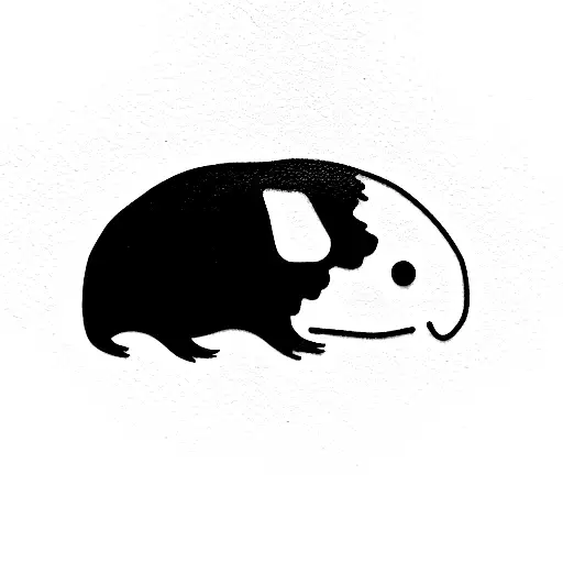minimal long hair guinea pig tattoo design idea