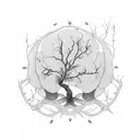 tree branches intertwining and forming an apple tattoo design idea