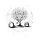tree branches intertwining and forming an apple tattoo design idea