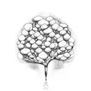 tree branches intertwining and forming an apple tattoo design idea