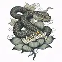 mental health snake lotus  tattoo design idea