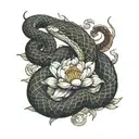mental health snake lotus  tattoo design idea