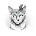 A hauntingly elegant graveyard with intricate tombstones and a solitary cat tattoo design idea